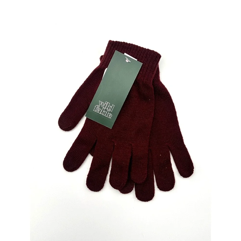 Wild Fable Burgundy Stretch Knit Touchscreen Gloves NWT One Size